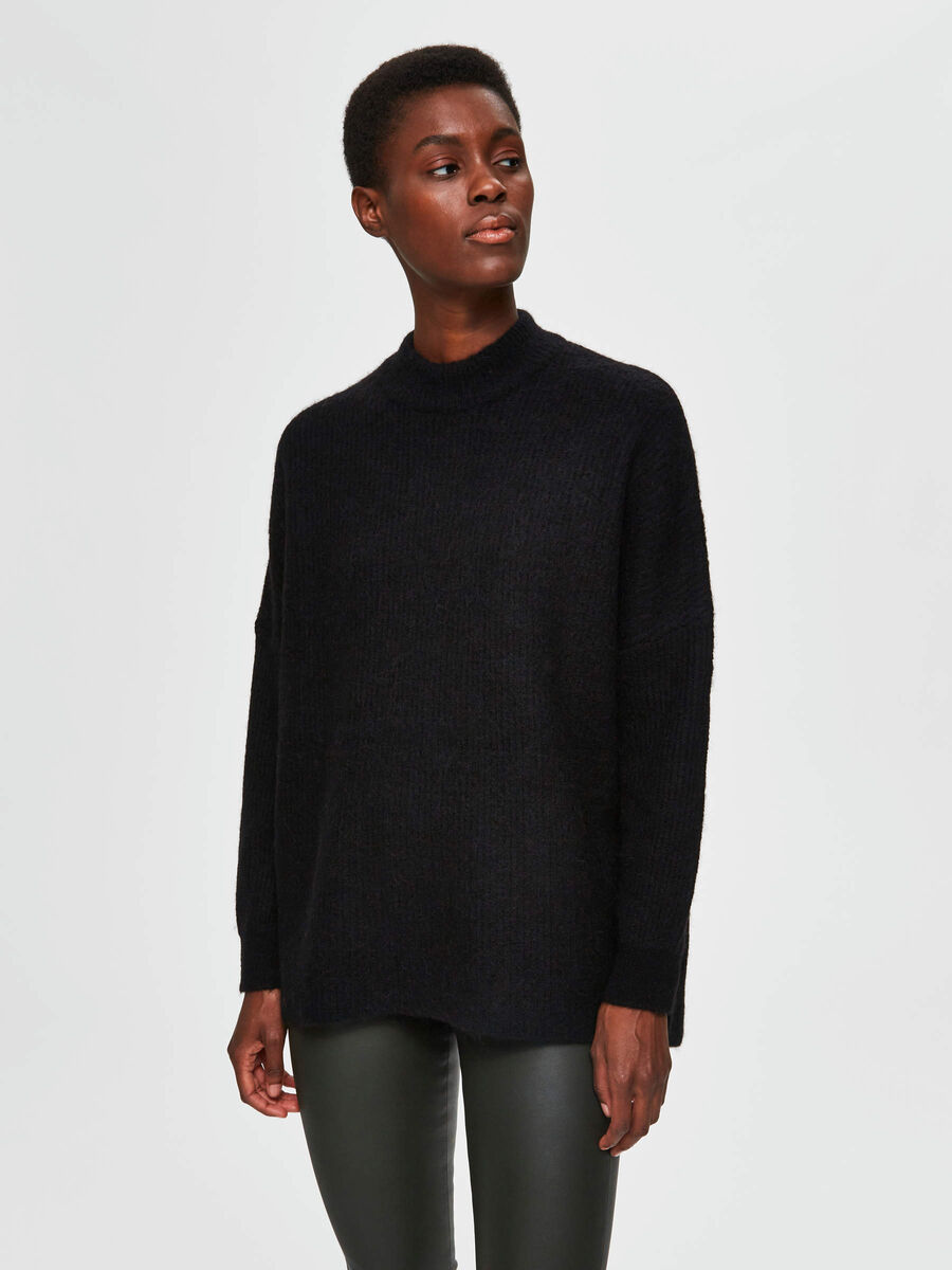 Selected CREW NECK ULD - STRIKTRØJE, Black, highres - 16075830_Black_003.jpg