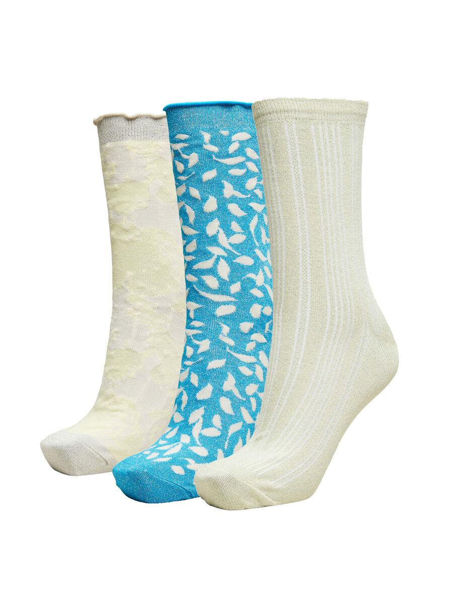 Selected 3-PACK GLITTER SOCKS, Young Wheat, highres - 16081140_YoungWheat_001.jpg