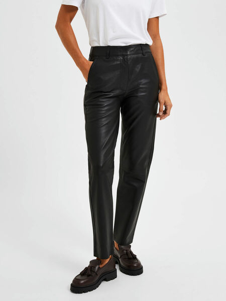 Selected TAPERED LEATHER TROUSERS, Black, highres - 16086175_Black_003.jpg