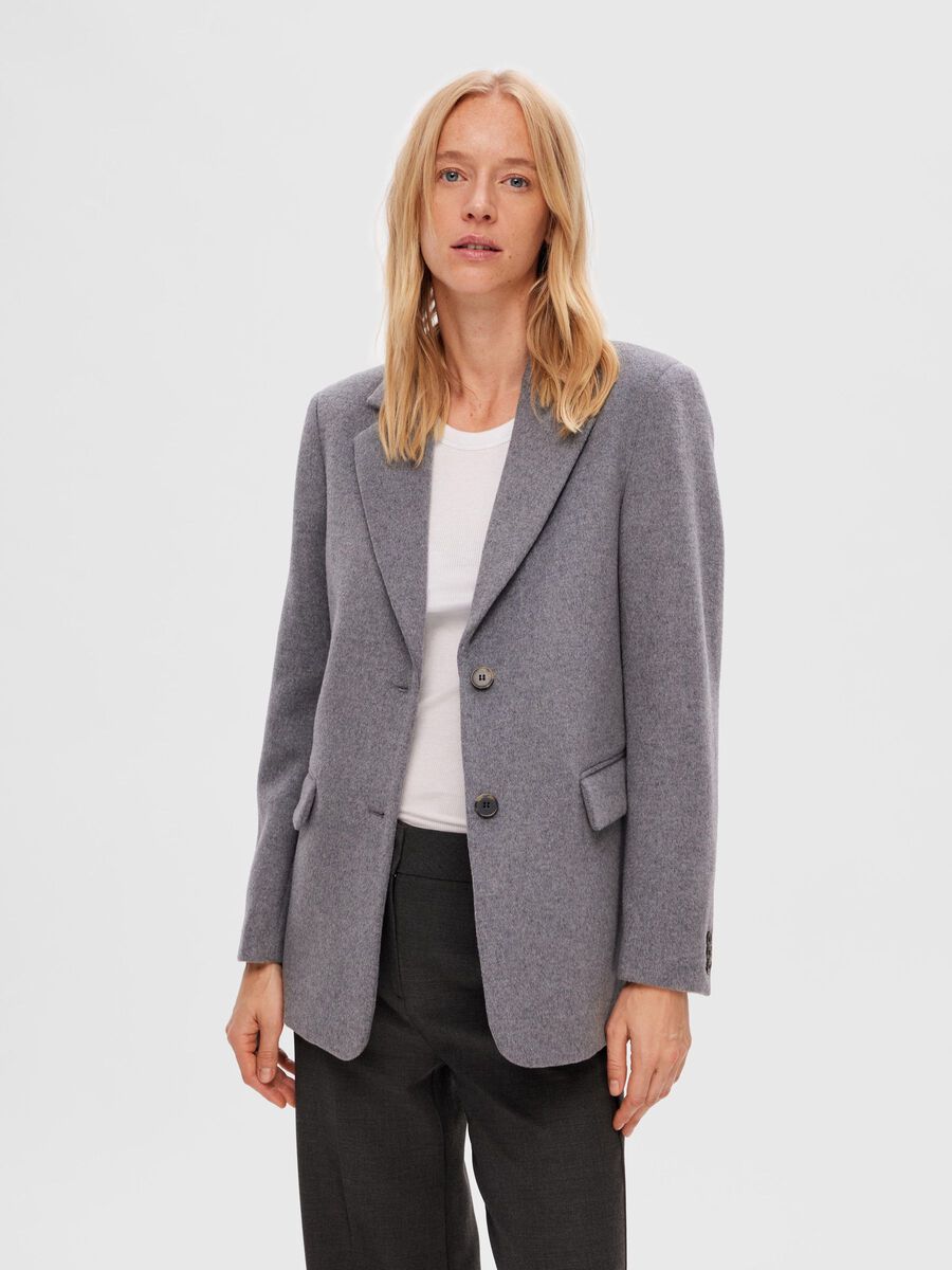 Selected KLASSISCHER EINREIHIGER BLAZER, Light Grey Melange, highres - 16092135_LightGreyMelange_003.jpg