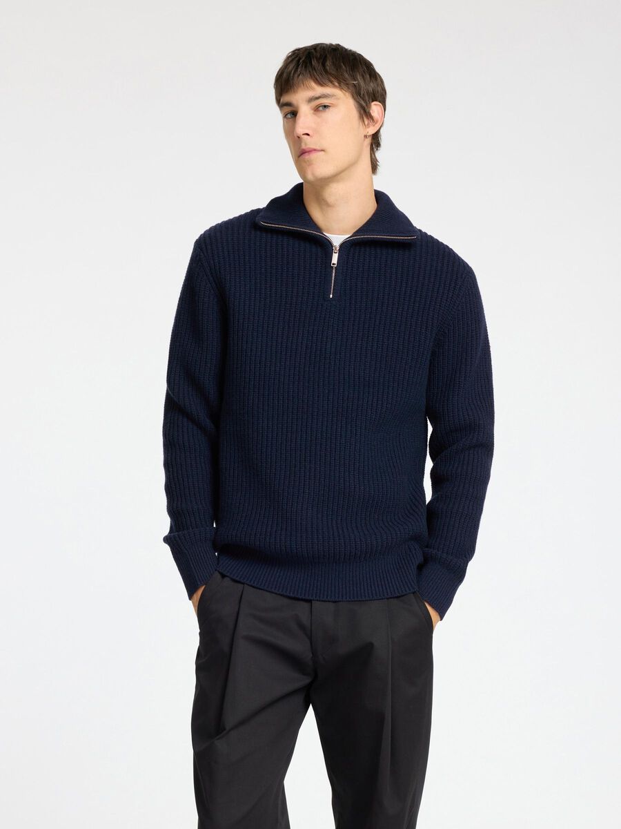 Selected WOLLGEMISCH STRICK HALF-ZIP PULLOVER, Sky Captain, highres - 16094581_SkyCaptain_003.jpg