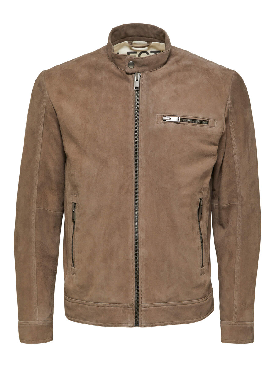 Selected SUEDE LEATHER JACKET, Morel, highres - 16079414_Morel_001.jpg