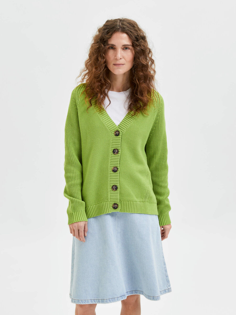 Selected RELAXED KNITTED CARDIGAN, Greenery, highres - 16078284_Greenery_003.jpg