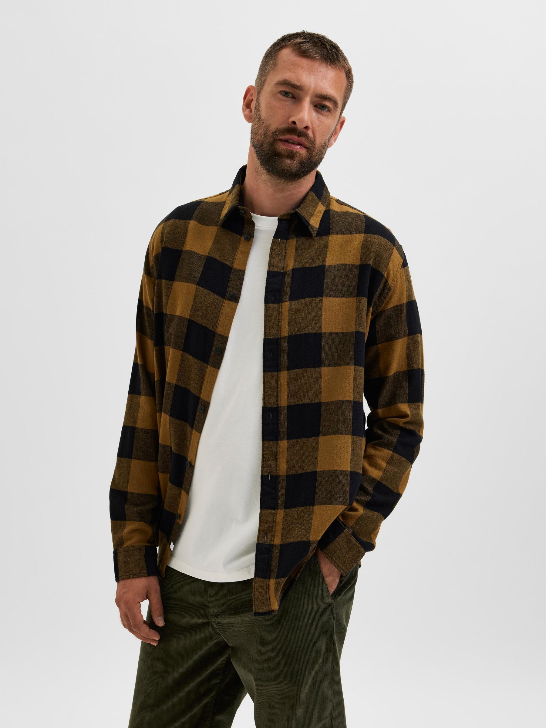 GERUIT OVERHEMD MET LANGE MOUWEN Bruin SELECTED HOMME