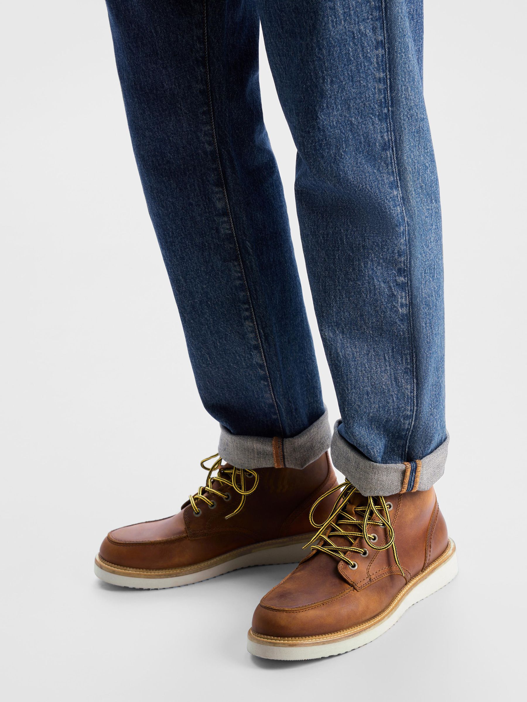 Men's moc toe leather boots top