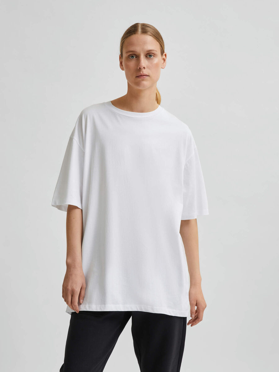 Selected LONG SURDIMENSIONNÉ EN COTON BIO T-SHIRT, Bright White, highres - 16079644_BrightWhite_003.jpg