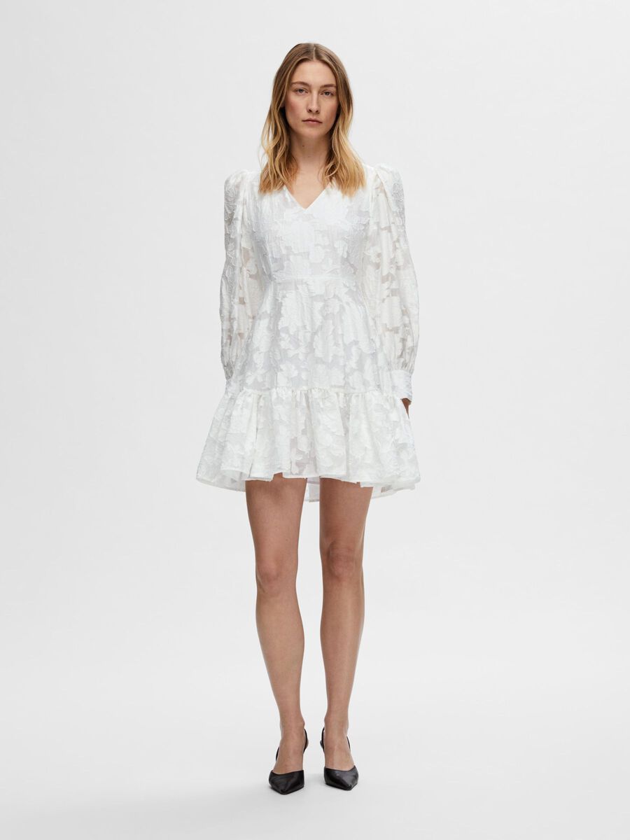 Selected LONG-SLEEVED FLORAL MINI DRESS, Bright White, highres - 16094189_BrightWhite_005.jpg