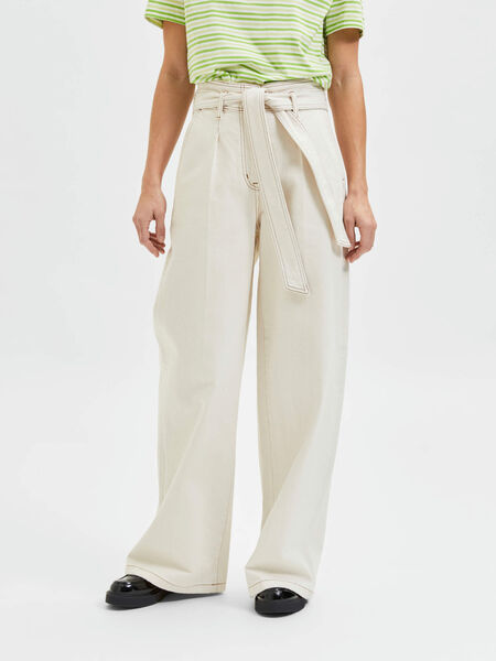 Selected HIGH WAIST WIDE FIT JEANS, Creme, highres - 16083276_Creme_003.jpg