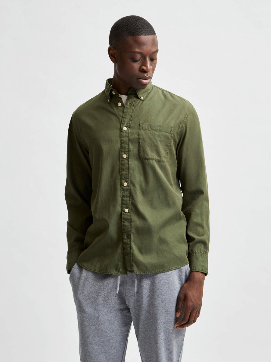 Selected REGULAR FIT TENCEL™ LYOCELL SKJORTE, Forest Night, highres - 16077348_ForestNight_003.jpg