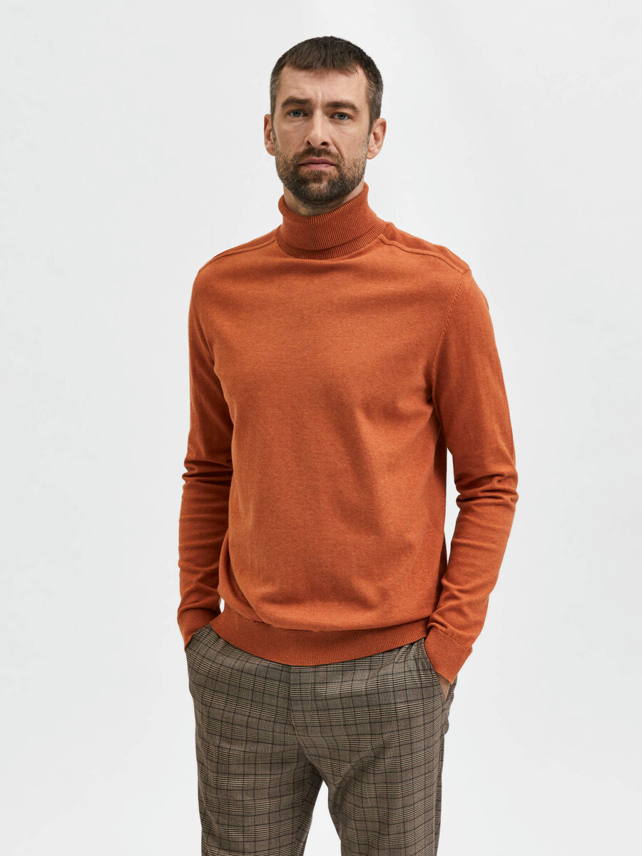 Selected LONG-SLEEVED ROLL NECK PULLOVER, Bombay Brown, highres - 16074684_BombayBrown_779199_003.jpg