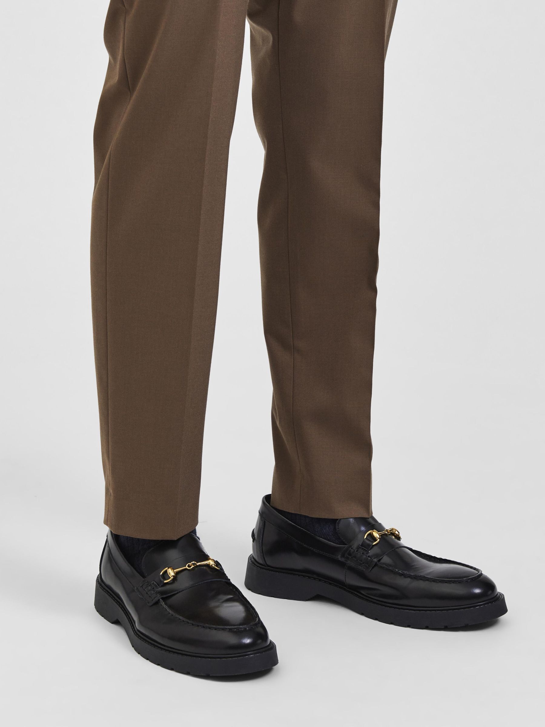 LEATHER HORSEBIT LOAFERS Black SELECTED HOMME