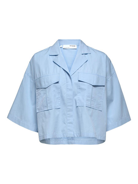 Selected CROPPED SHIRT, Blue Bell, highres - 16083851_BlueBell_001.jpg