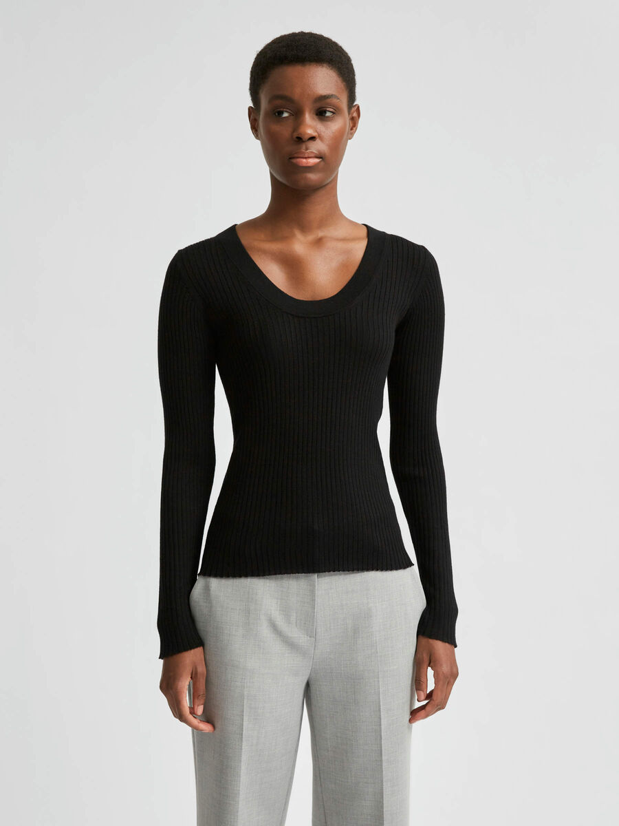 Selected TIGHT FITTING JUMPER, Black, highres - 16077013_Black_003.jpg
