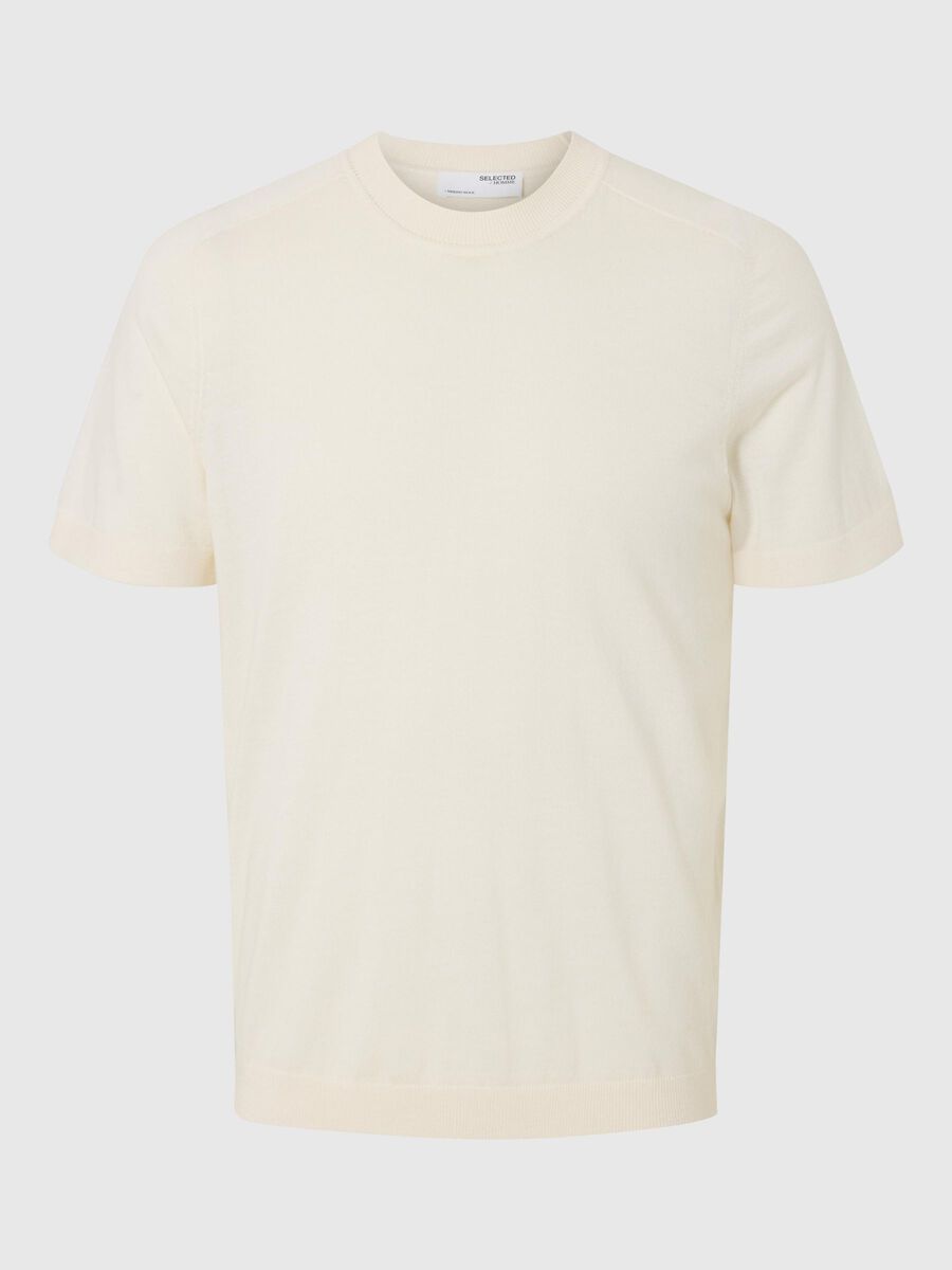 Selected 100% MERINOWOL T-SHIRT, Egret, highres - 16096370_Egret_001.jpg