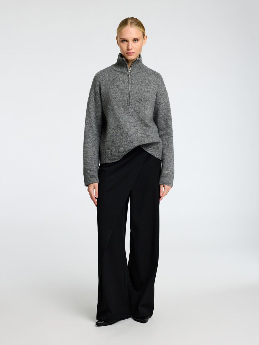 Selected WOOL BLEND HALF-ZIP JUMPER, Medium Grey Melange, highres - 16097968_MediumGreyMelange_005.jpg