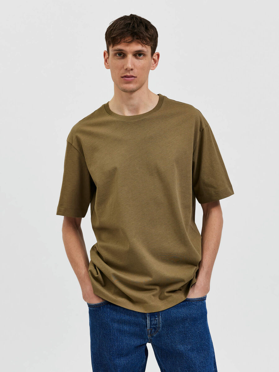 Selected LOOSE-FIT- T-SHIRT, Martini Olive, highres - 16083966_MartiniOlive_003.jpg