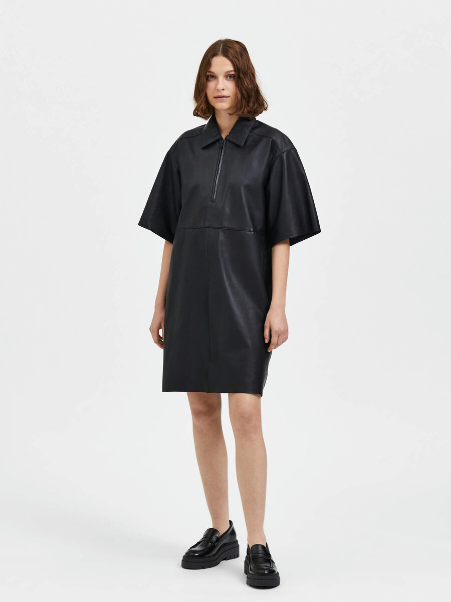 Selected MINI ROBE EN CUIR, Black, highres - 16086409_Black_005.jpg