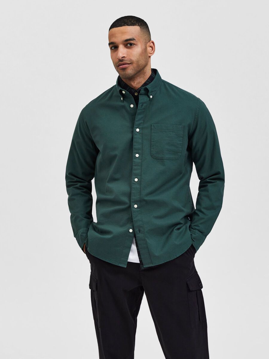 Selected ORGANIC COTTON OXFORD OVERHEMD, Sycamore, highres - 16077359_Sycamore_003.jpg