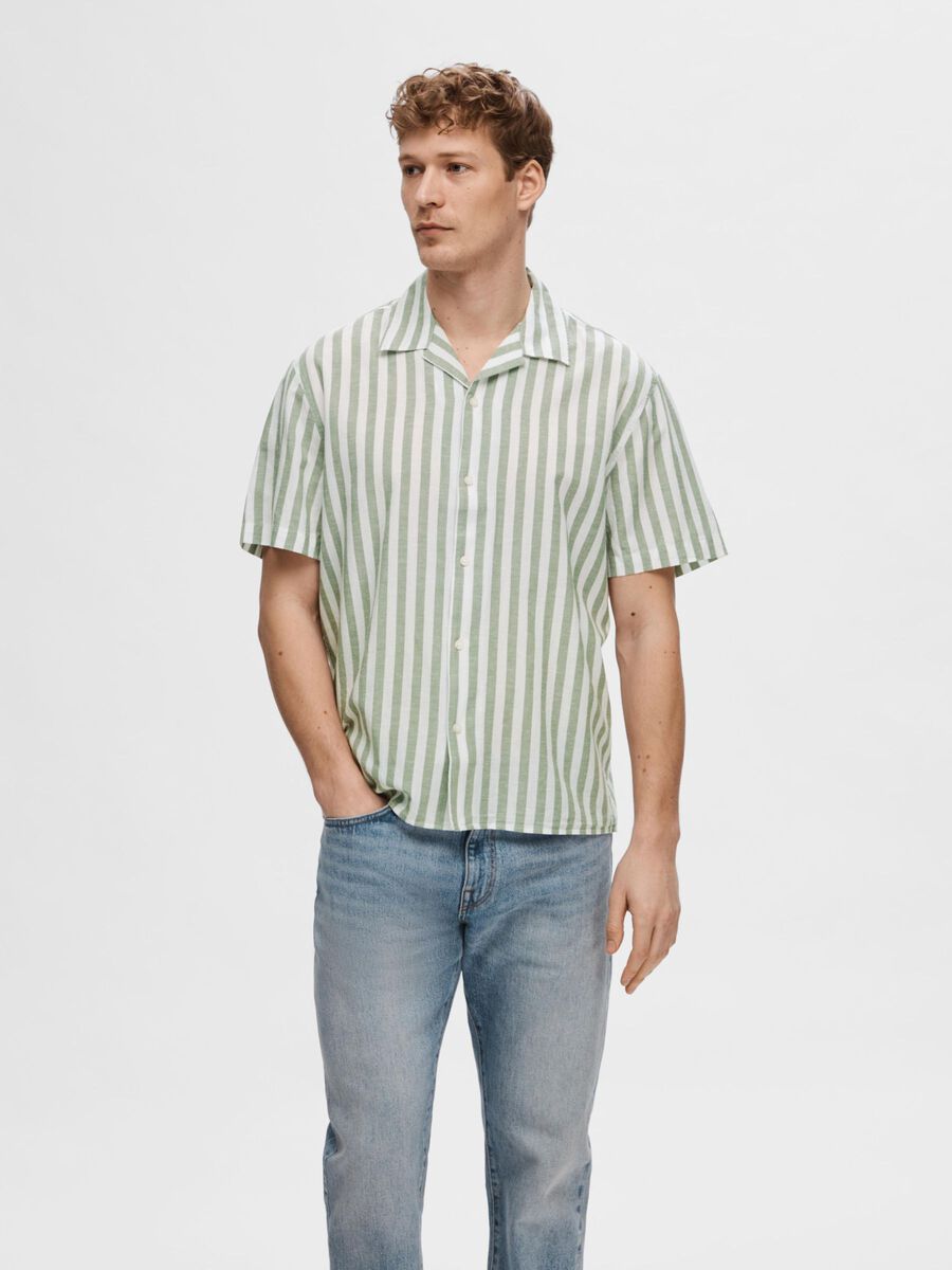 Selected LINEN BLEND SHORT SLEEVED SHIRT, Desert Sage, highres - 16092978_DesertSage_1114178_003.jpg