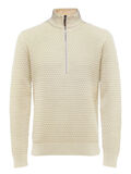 Selected RIBSTRIKKET HALF-ZIP PULLOVER, Cloud Cream, highres - 16089102_CloudCream_001.jpg