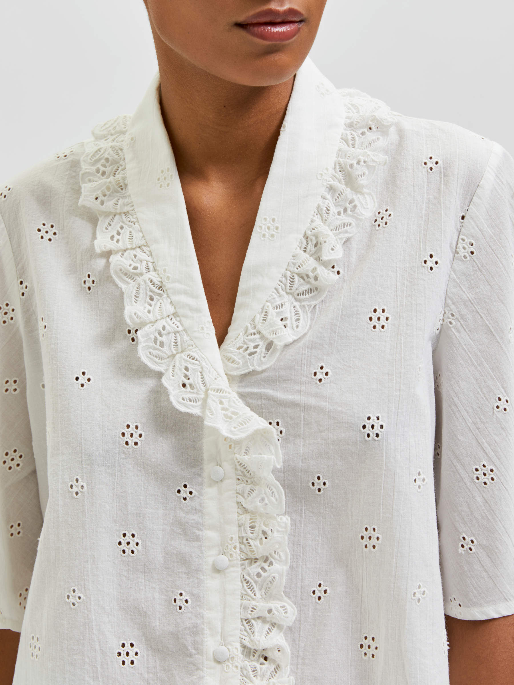 White broderie anglaise shirt Clearance