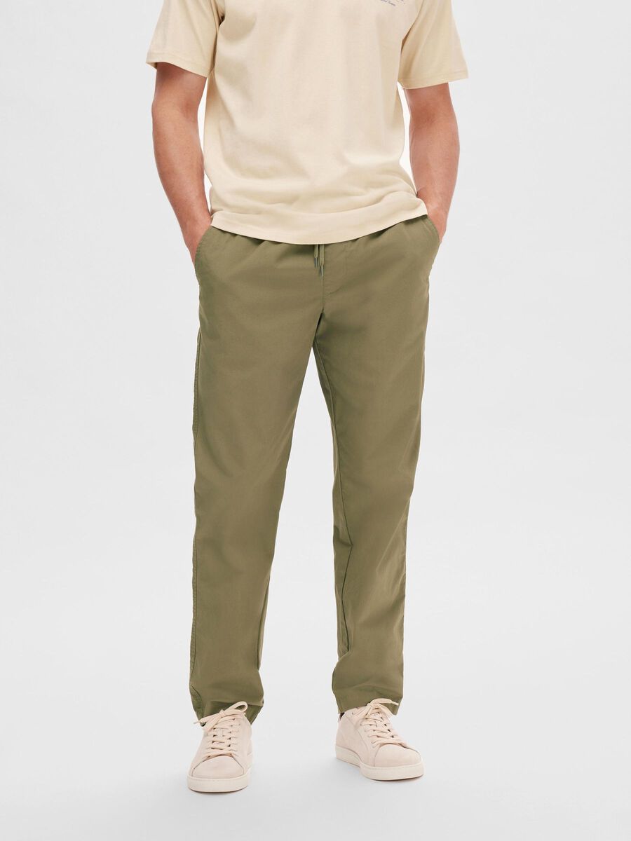 Selected 196 COUPE DROITE EN COTON PANTALON, Burnt Olive, highres - 16092748_BurntOlive_003.jpg