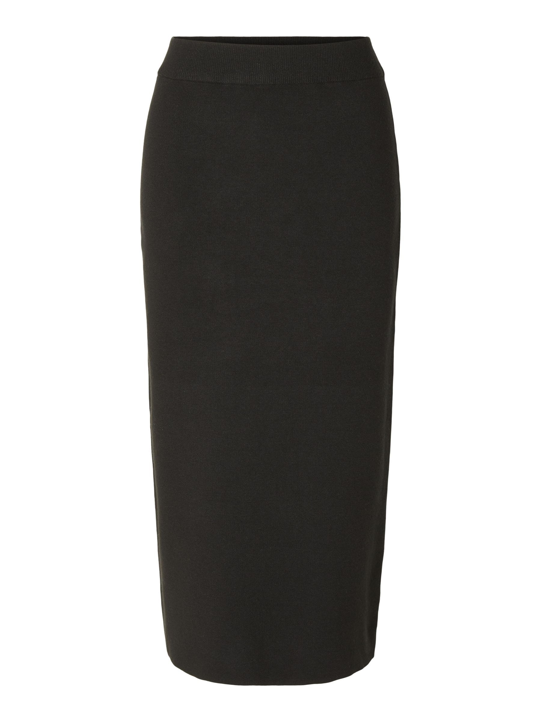 Black elasticated midi skirt hot sale