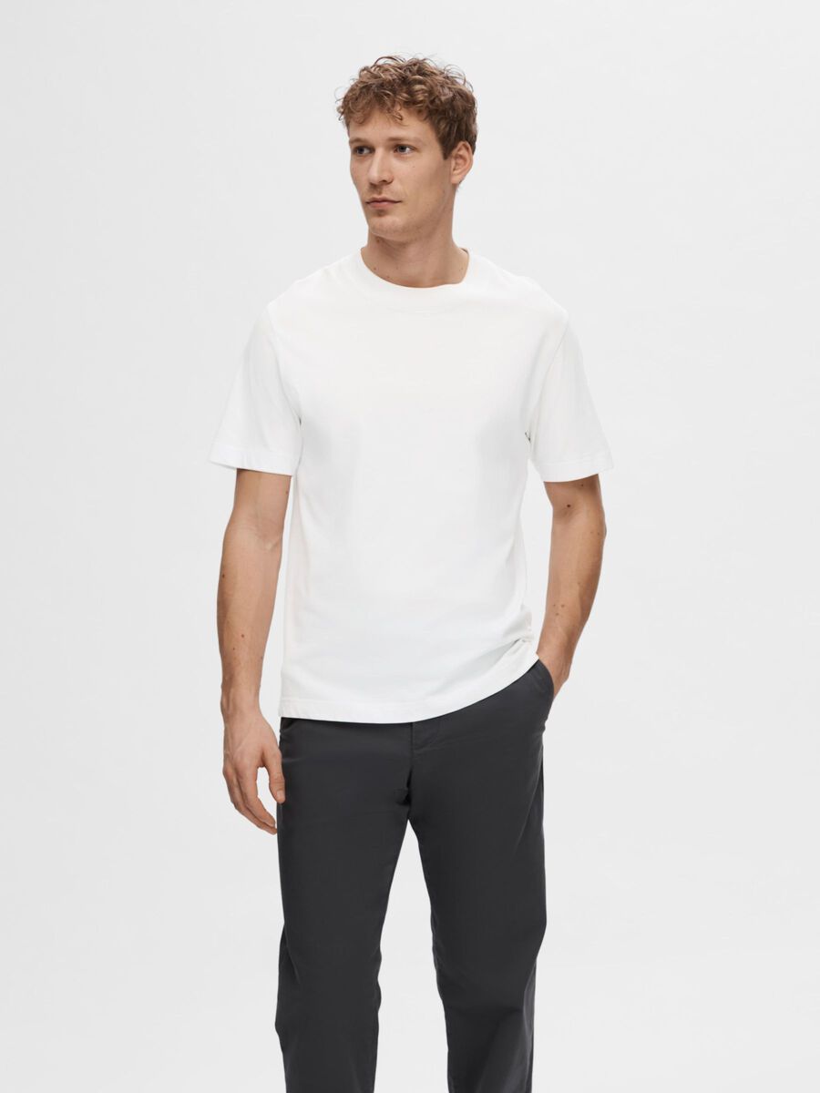 Selected DE CUELLO PERKINS DE ALGODÓN ORGÁNICO 220G CAMISETA, Bright White, highres - 16077385_BrightWhite_003.jpg