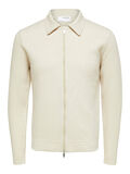 Selected KNITTED ZIP-UP CARDIGAN, Oatmeal, highres - 16086692_Oatmeal_001.jpg