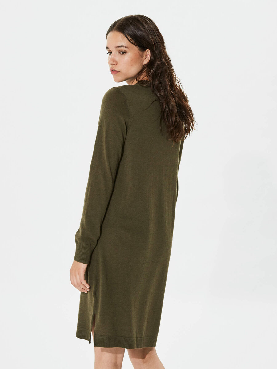 Selected WOOL - LONG SLEEVED DRESS, Grape Leaf, highres - 16058898_GrapeLeaf_603471_004.jpg