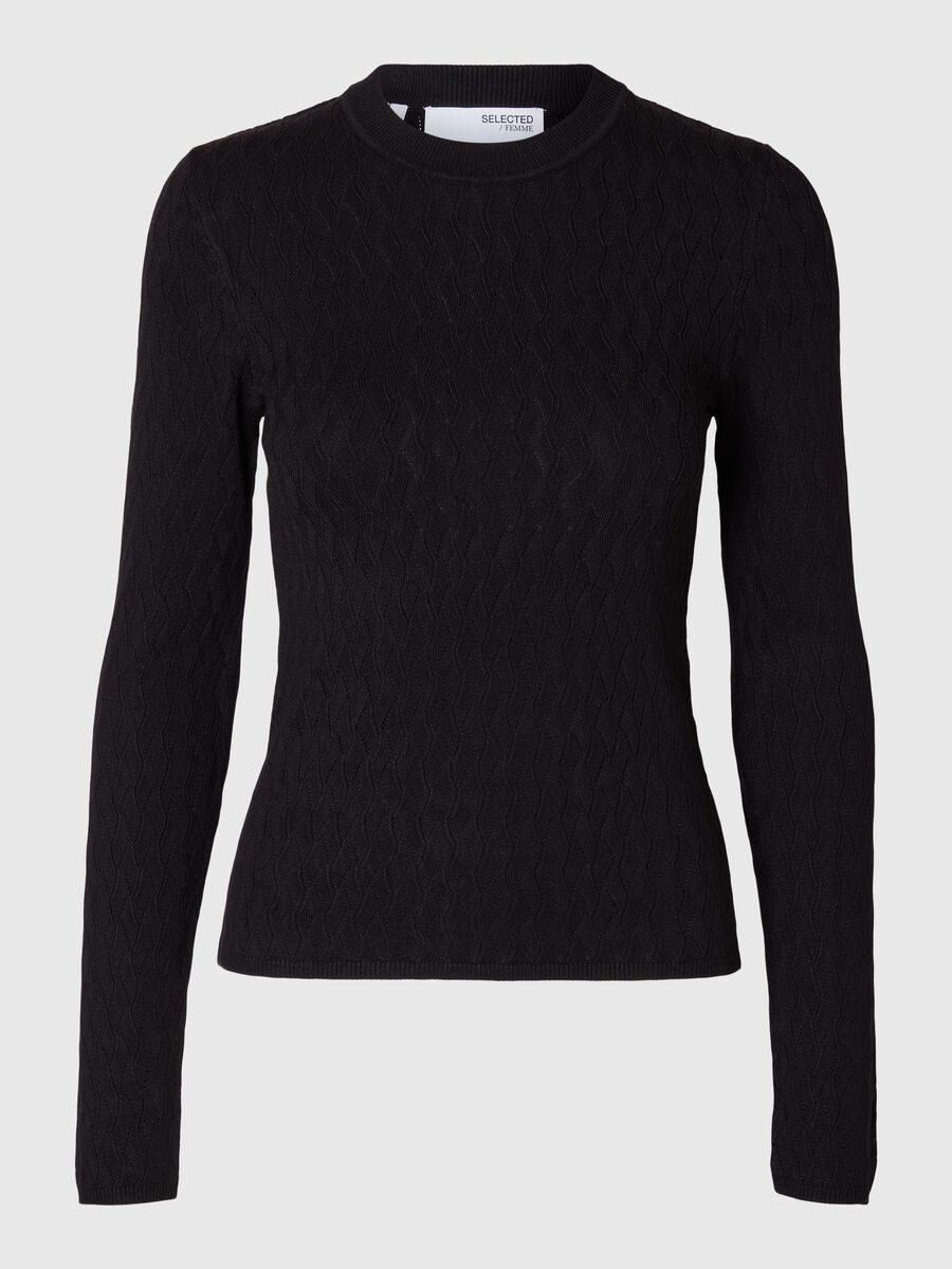 Selected VISCOSE BLEND KNITTED TOP, Black, highres - 16094756_Black_001.jpg