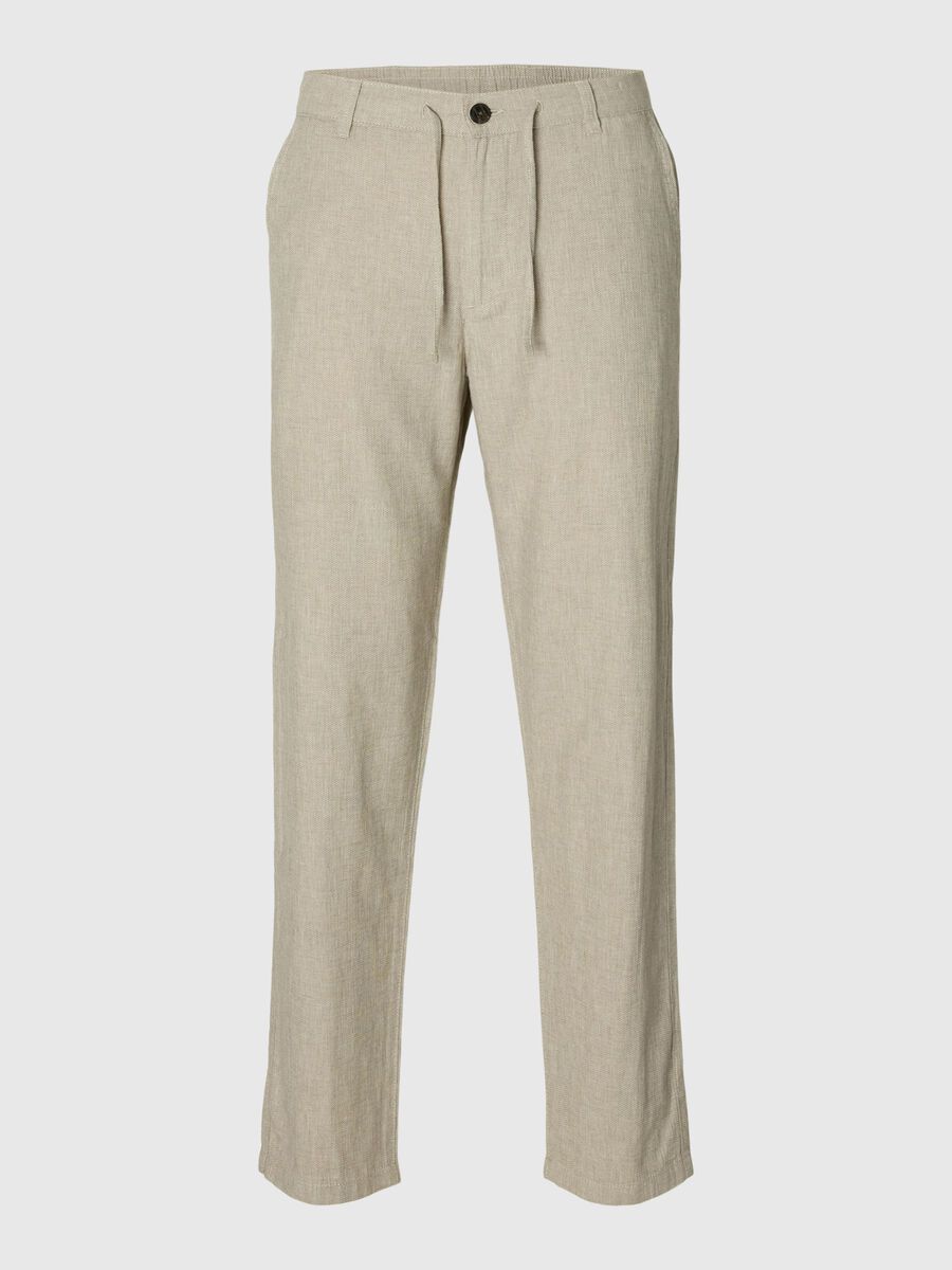 Selected SLIM TAPERED LINEN BLEND TROUSERS, Vetiver, highres - 16087636_Vetiver_983084_001.jpg