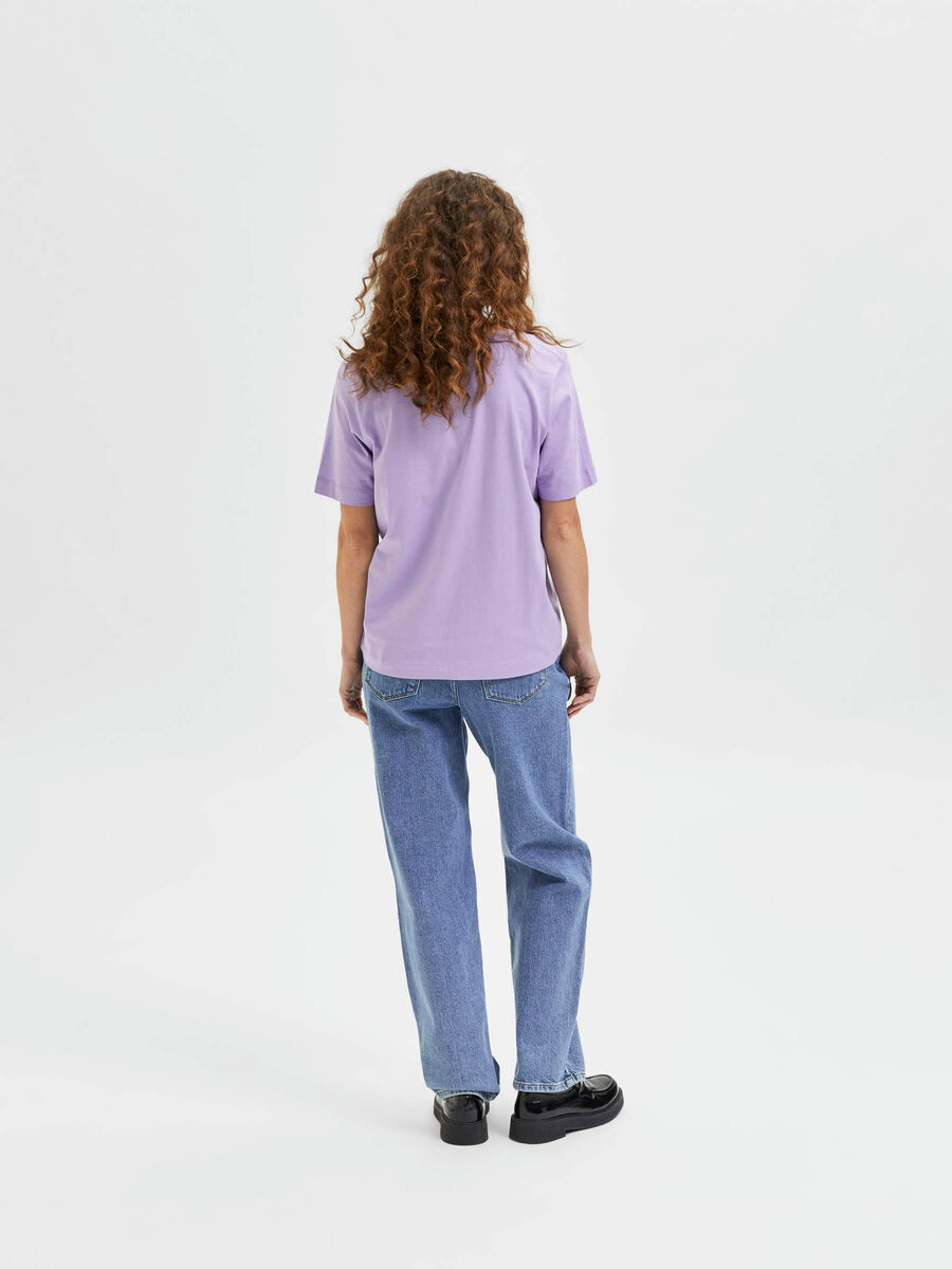 Selected V-HALS T-SHIRT, Violet Tulip, highres - 16065932_VioletTulip_004.jpg