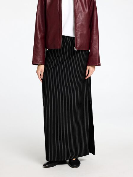 Selected PINSTRIPE VISCOSE BLEND MAXI SKIRT, Black, highres - 16095960_Black_1146927_003.jpg