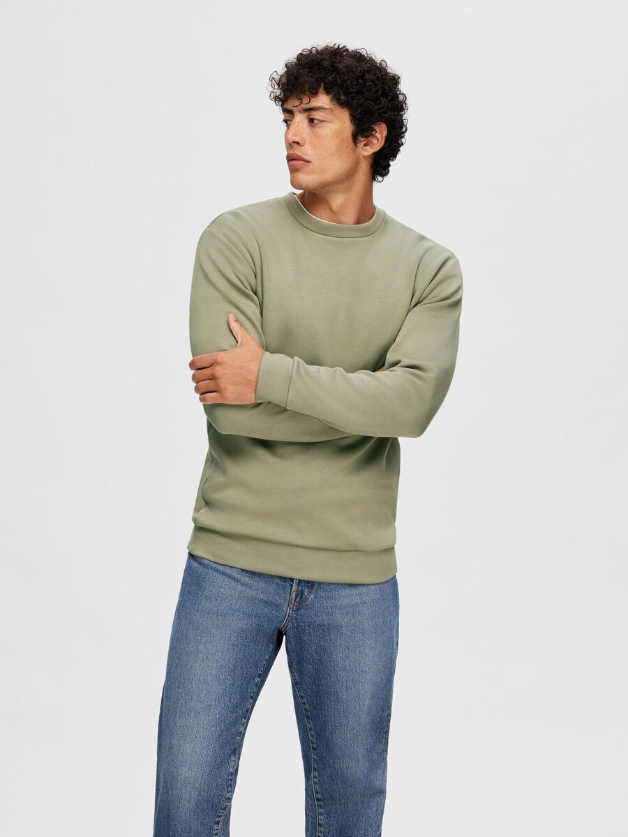 Selected MANCHES LONGUES SWEAT-SHIRT, Vetiver, highres - 16092573_Vetiver_003.jpg