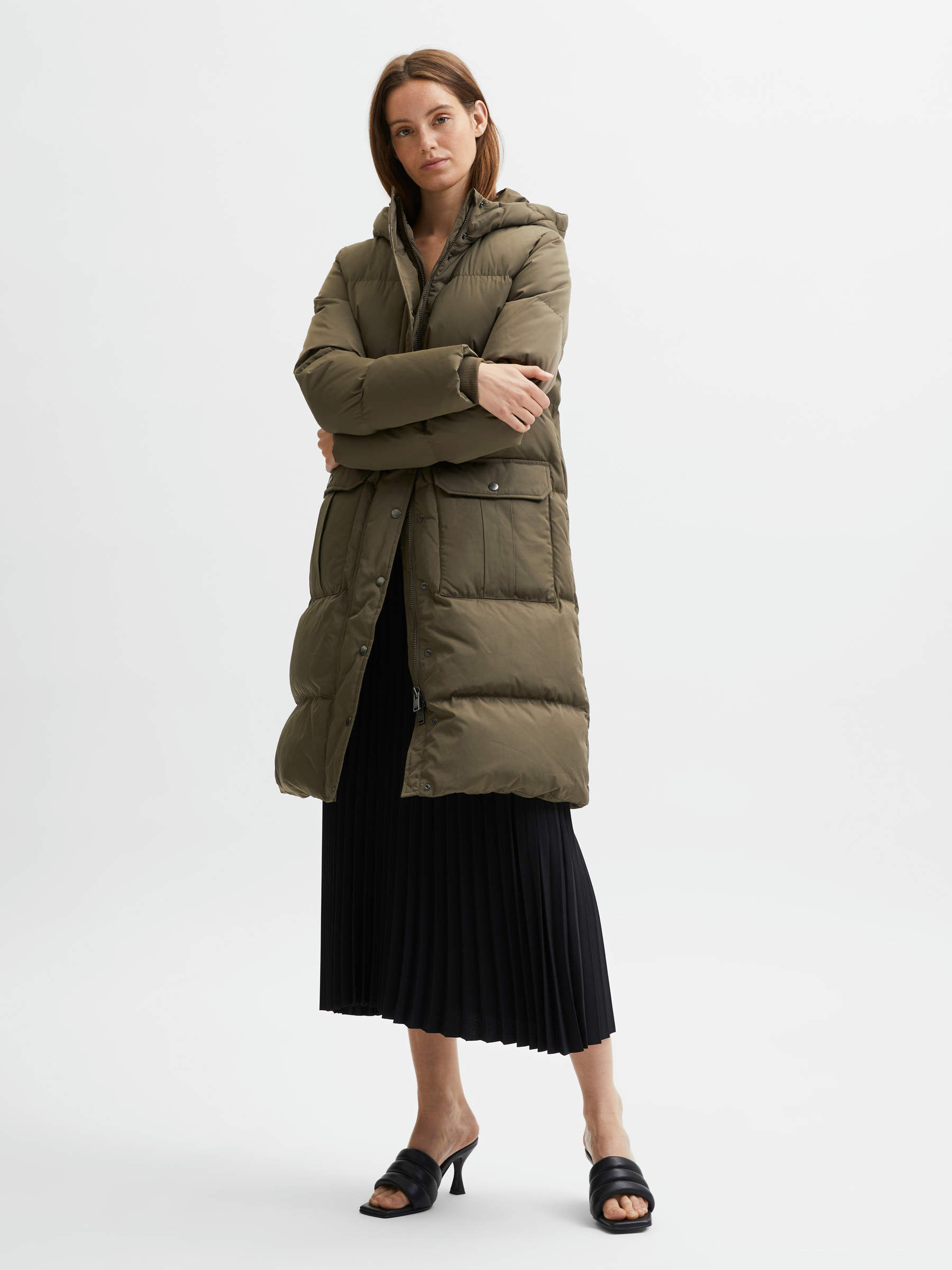 HOODED DOWN COAT Grey SELECTED FEMME