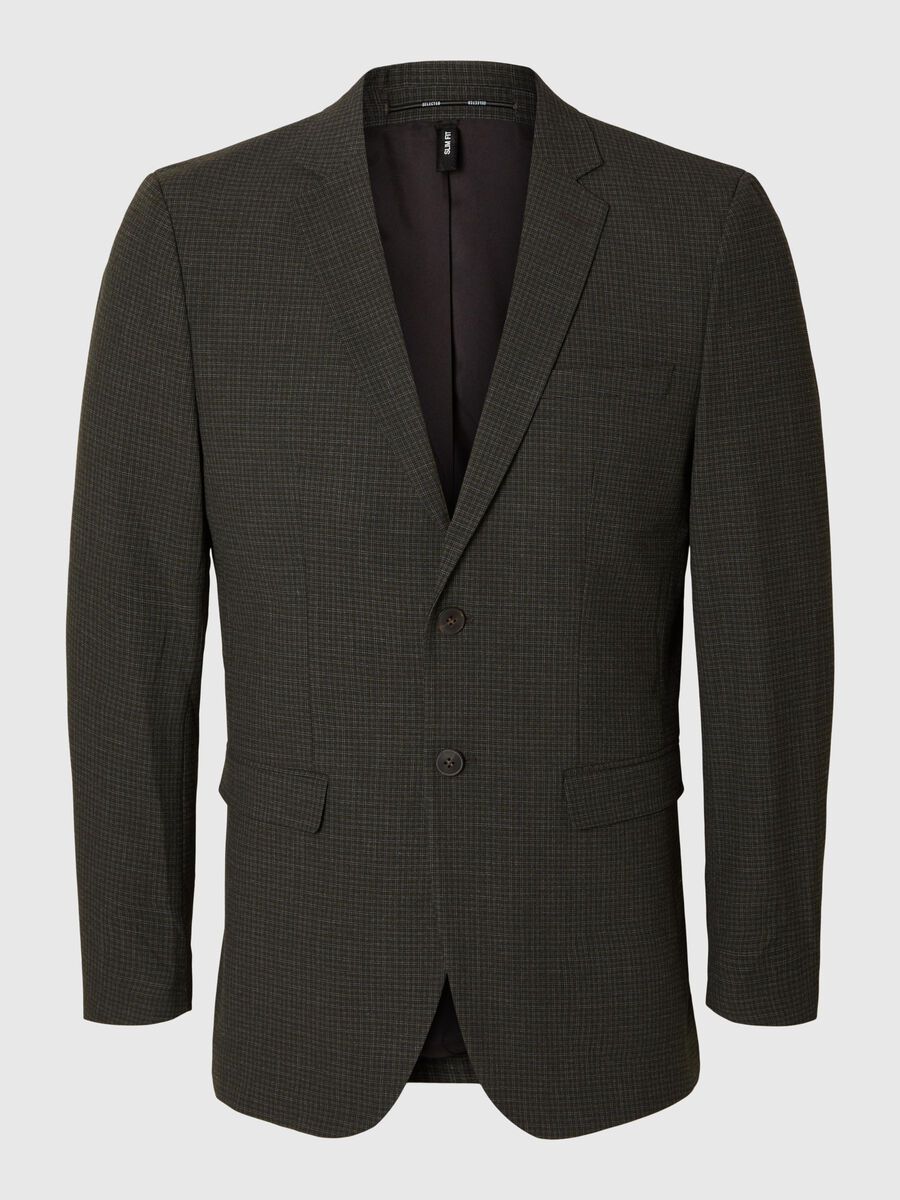 Selected CHECKED SLIM FIT  BLAZER, Dark Olive, highres - 16094867_DarkOlive_1126844_001.jpg