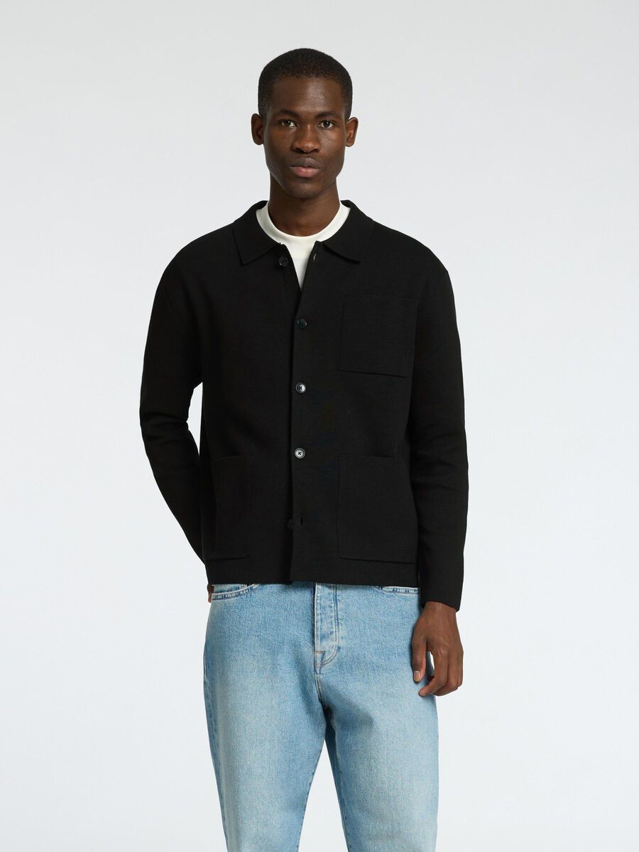 Selected RELAXED FIT KNITTED CARDIGAN, Black, highres - 16096549_Black_003.jpg