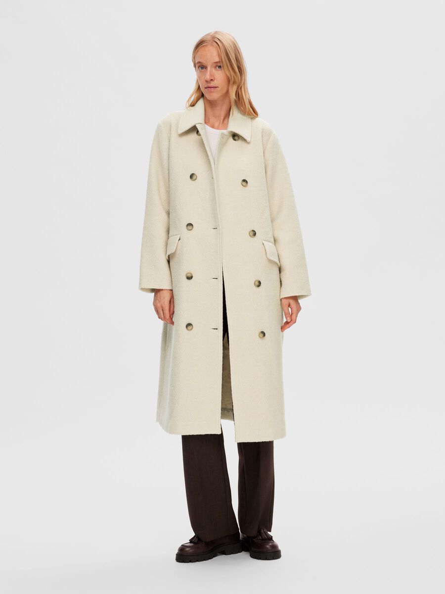 Selected DOUBLE-BREASTED WOOL BLEND COAT, Sandshell, highres - 16090057_Sandshell_003.jpg