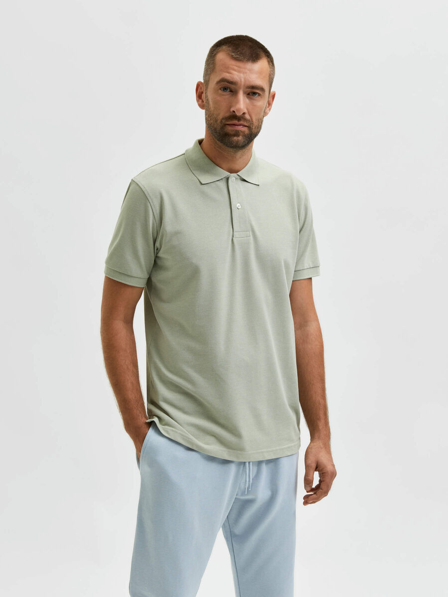 Selected COUPE DROITE PIQUÉ POLO, Desert Sage, highres - 16078604_DesertSage_868108_003.jpg