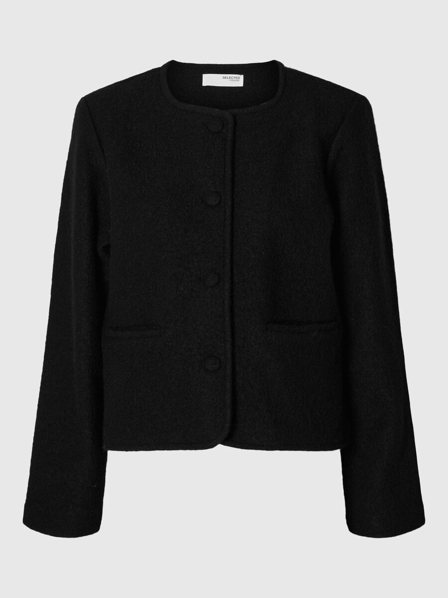 Selected 100 % LAINE CARDIGAN EN MAILLE, Black, highres - 16097339_Black_001.jpg