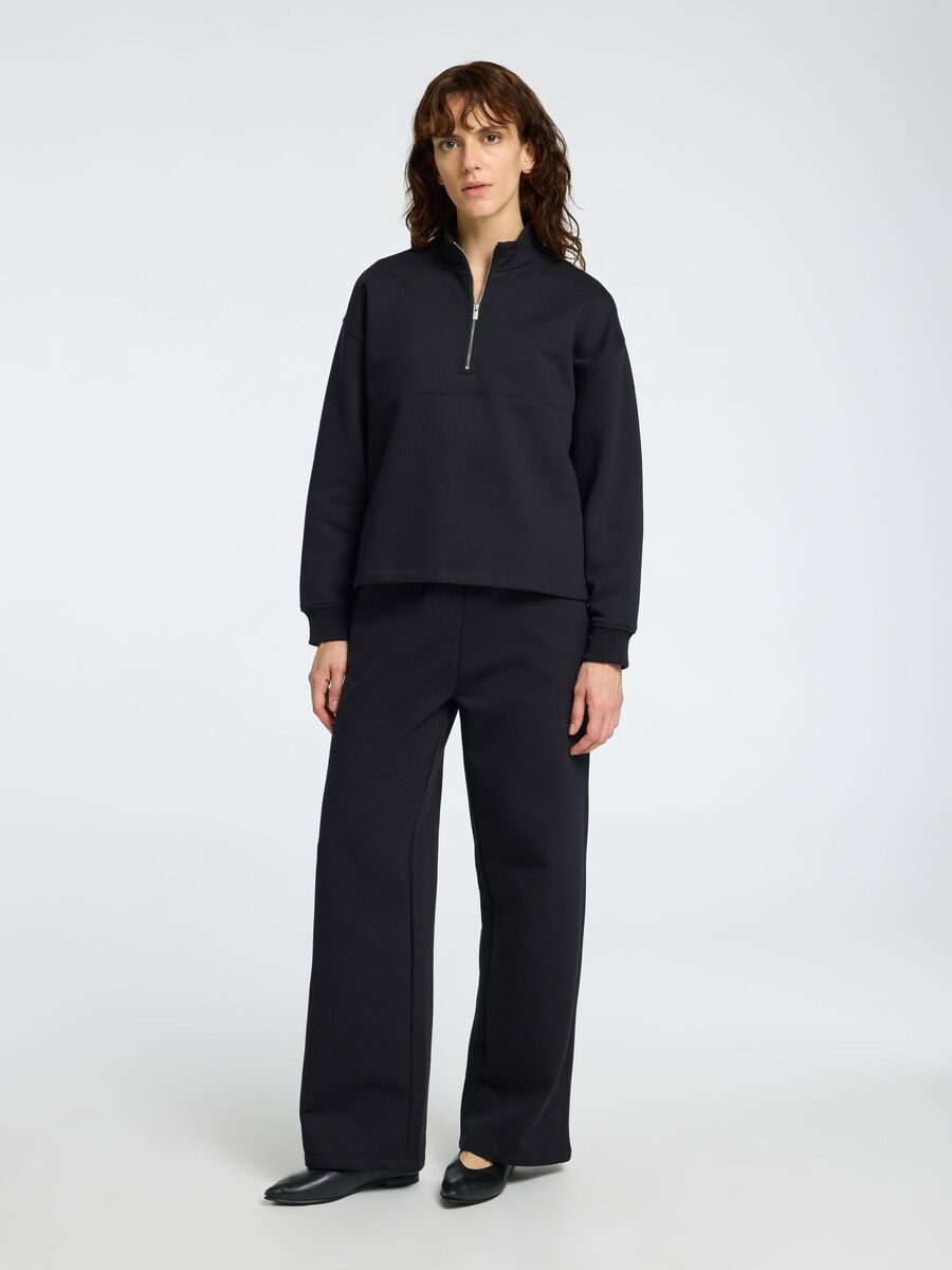 Selected HIGH NECK ZIPPED SWEATSHIRT, Black, highres - 16095782_Black_005.jpg