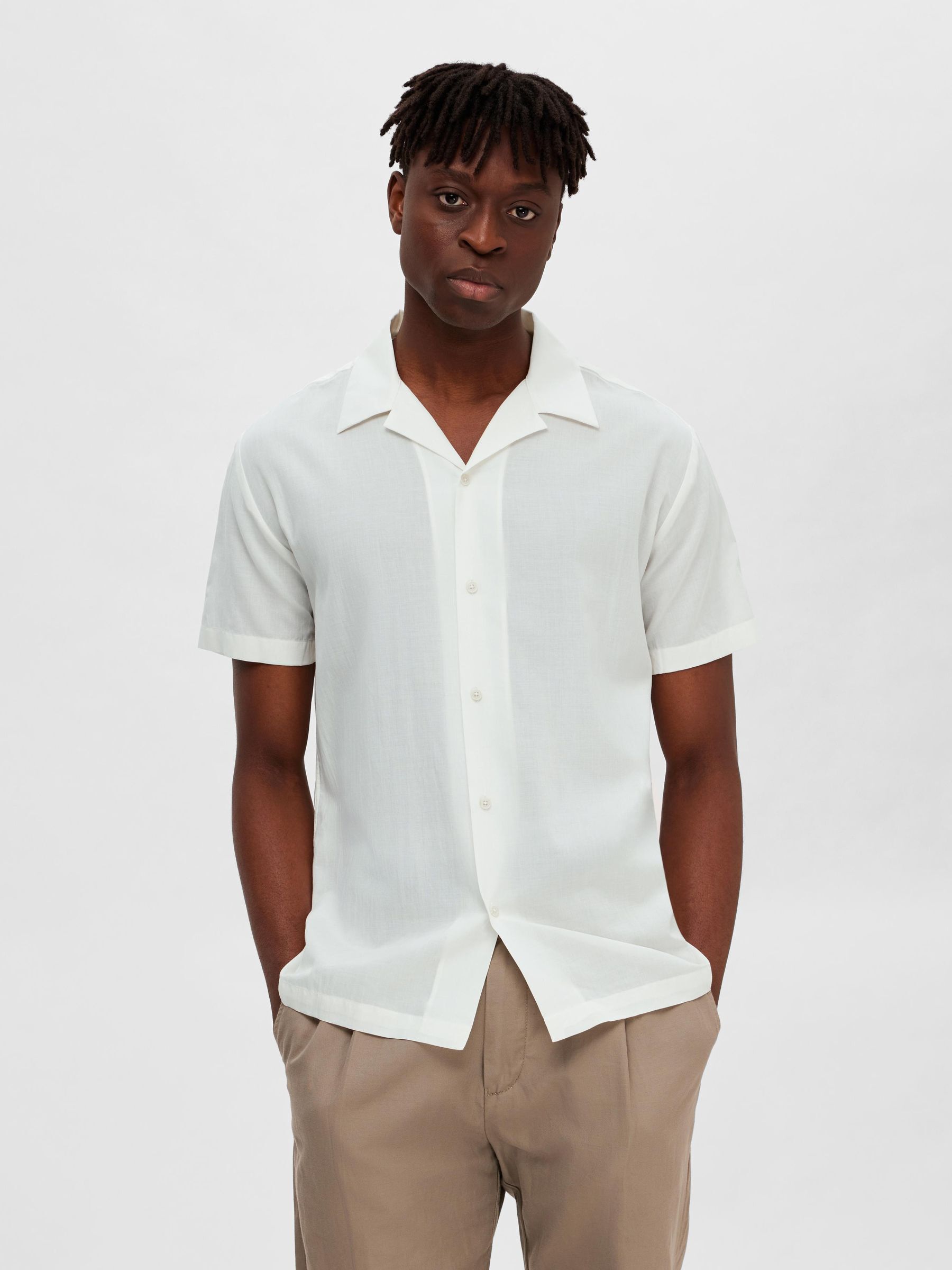 Cuban collar shirt white Clearance