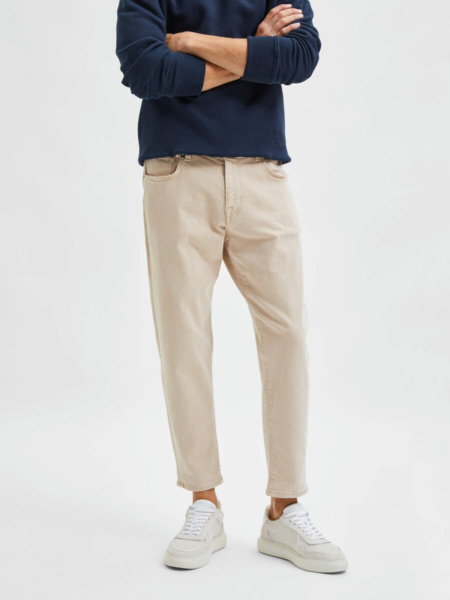 Selected RELAXED FIT CROPPED JEANS, Sand, highres - 16082700_Sand_003.jpg