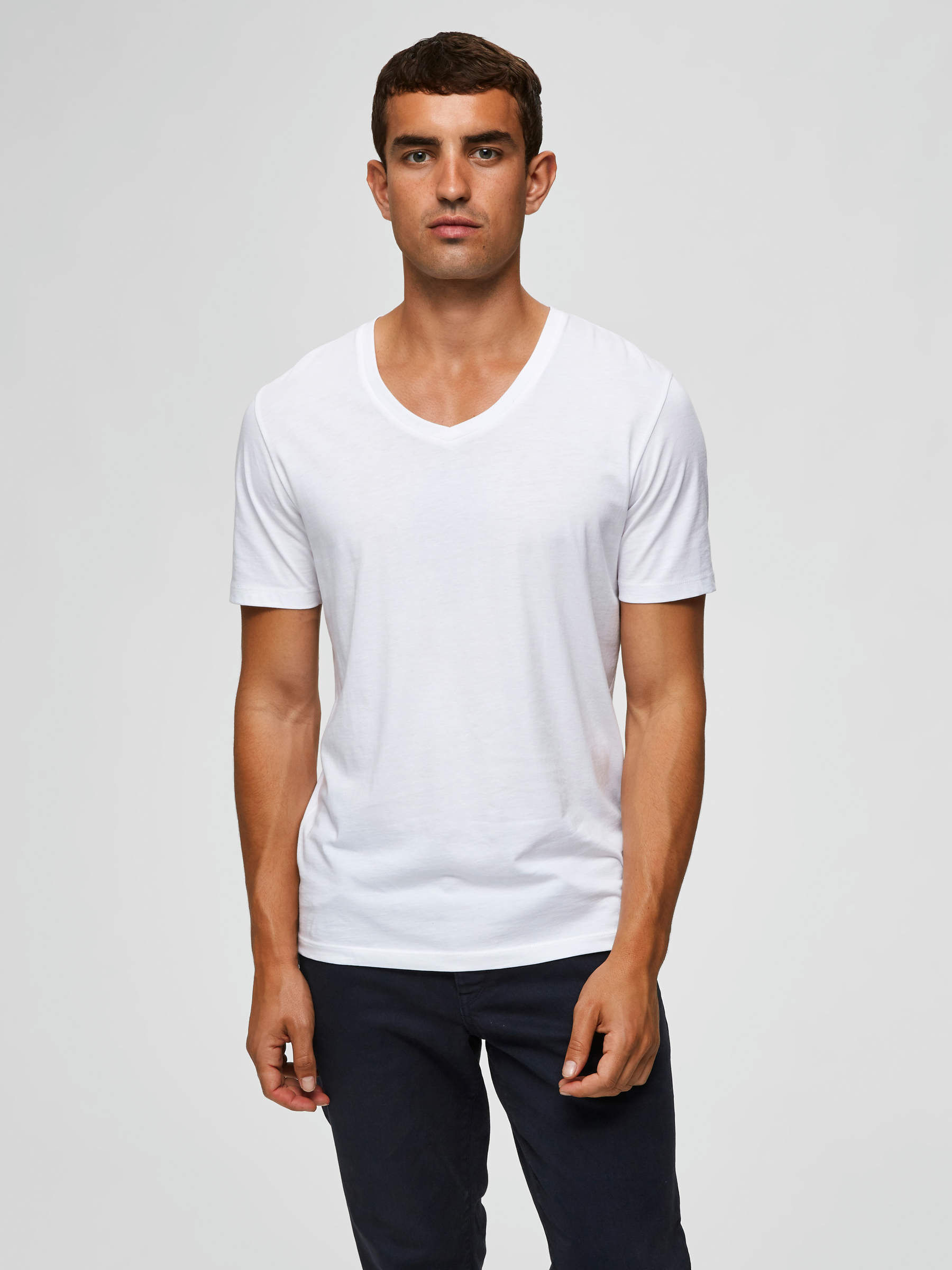 SLHTHEPERFECT V NECK T SHIRT White SELECTED HOMME