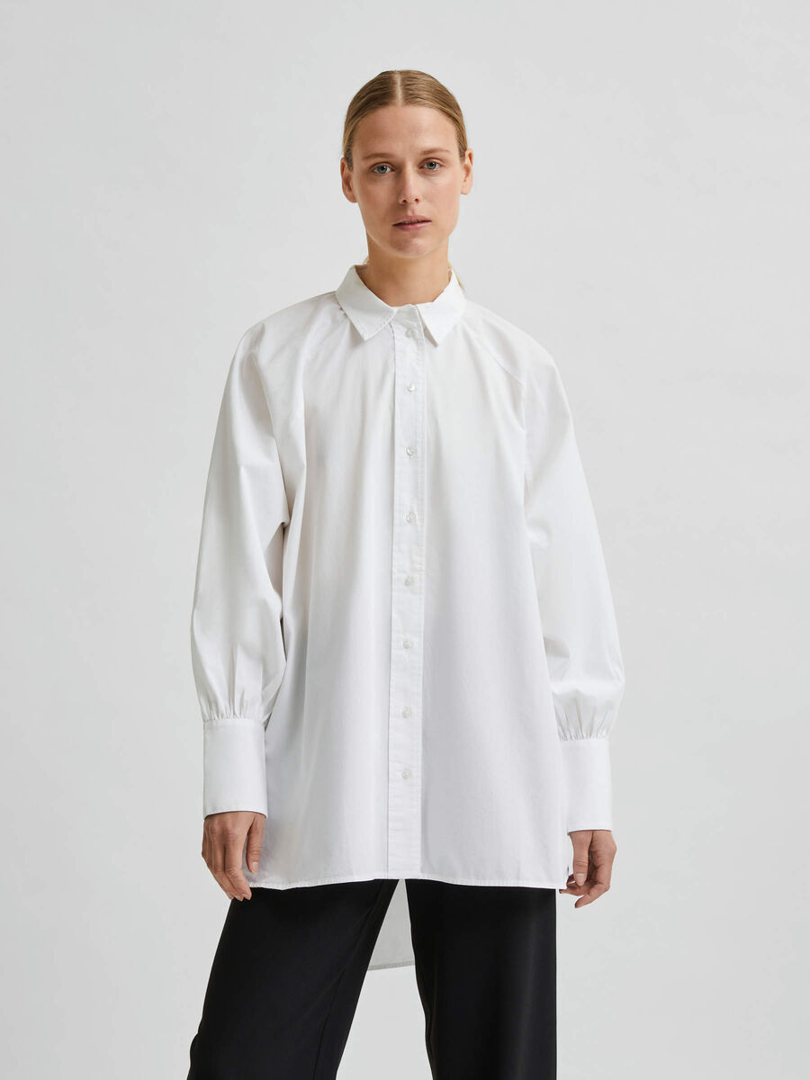 Selected LONG ORGANIC COTTON SHIRT, Bright White, highres - 16079703_BrightWhite_003.jpg