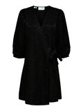 Selected JACQUARD MINI WRAP DRESS, Black, highres - 16089087_Black_001.jpg