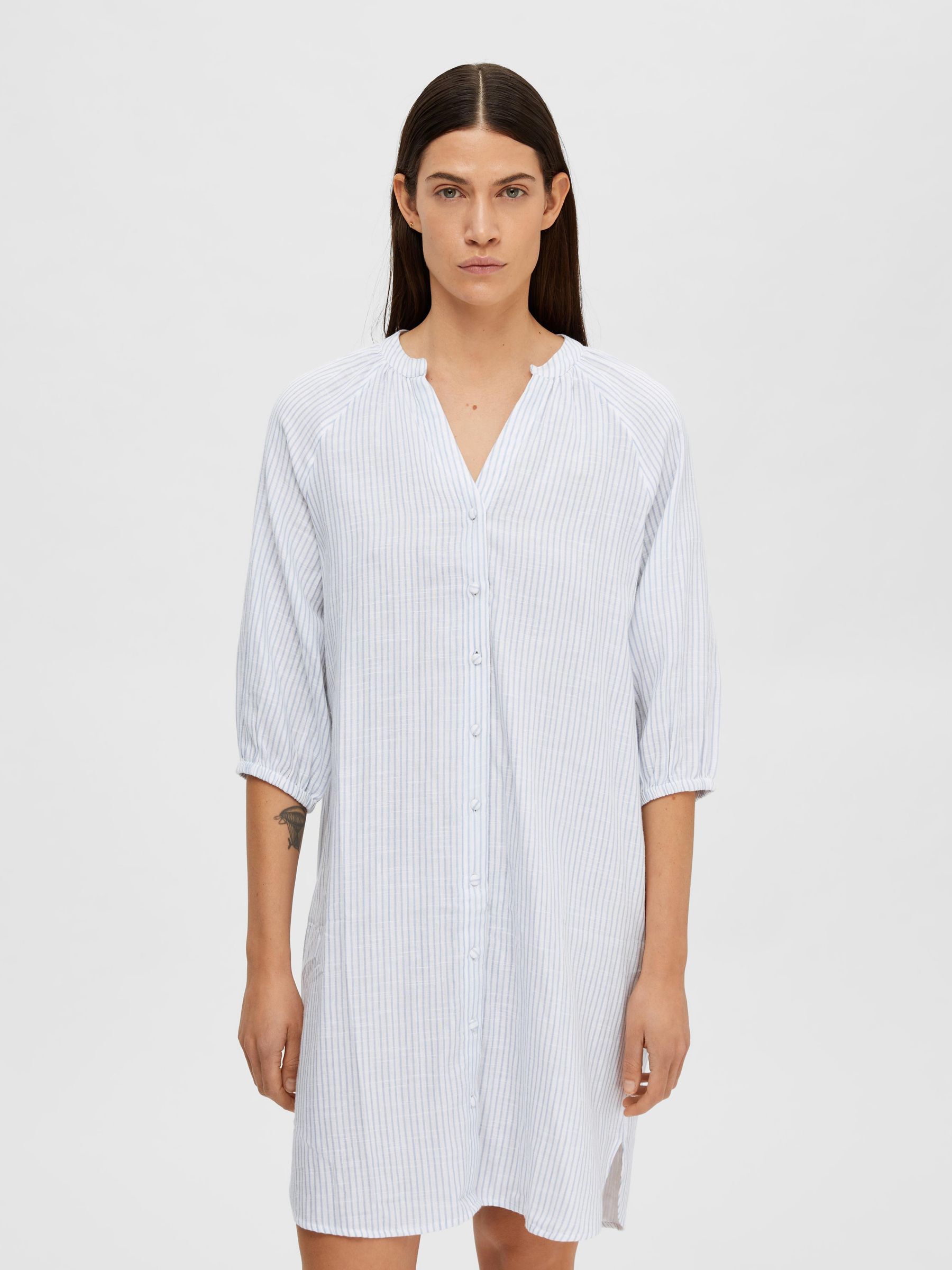 RAYURES ROBE CHEMISE Bleu SELECTED FEMME