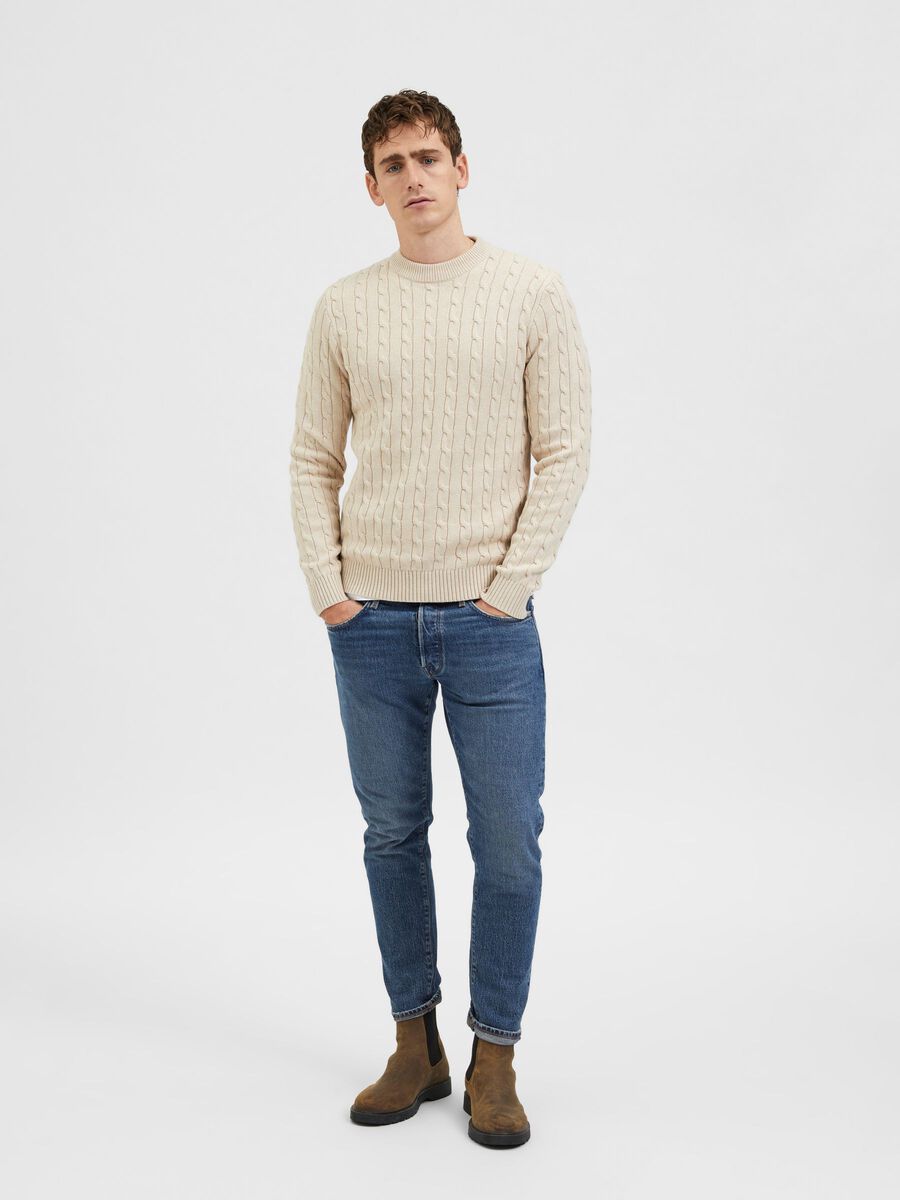 Selected CABLE KNIT KNITTED JUMPER, Bone White, highres - 16087876_BoneWhite_986045_005.jpg