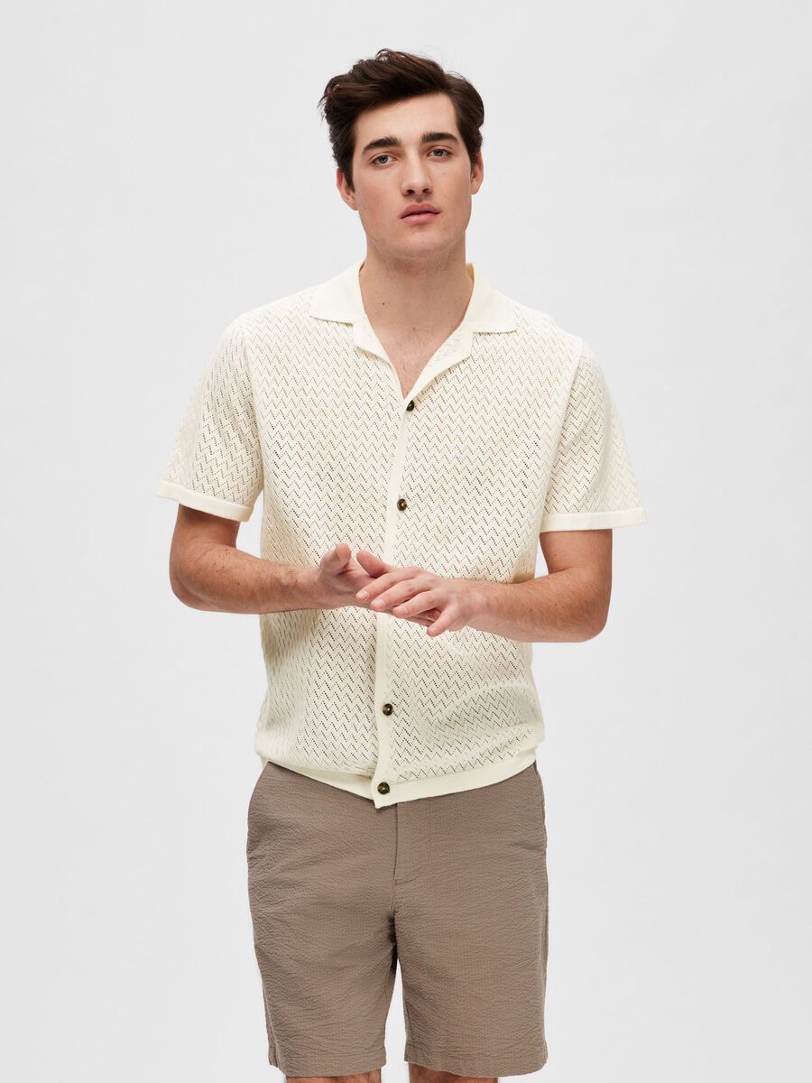 Selected SHORT-SLEEVED SHIRT, Egret, highres - 16090862_Egret_003.jpg